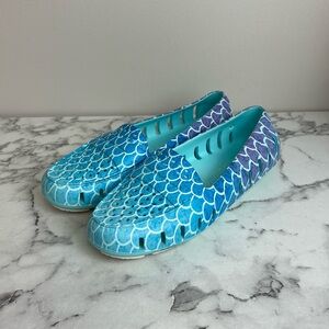 Floafers Slip On Shoes Driver Water Boat Beach Rubber Loafers Aqua Print Size 7